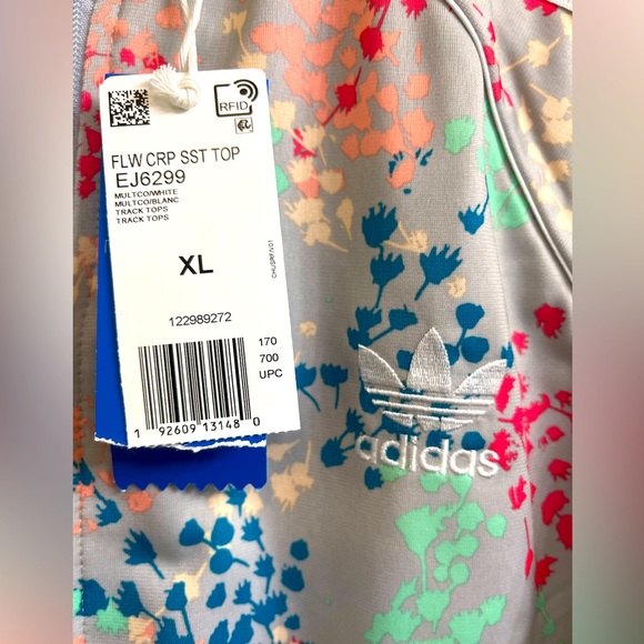 NWT Adidas Flower Track Jacket Girls Size 14-15th yrs/XL - Picture 5 of 8